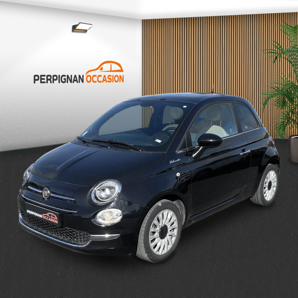 Fiat 500 Dolcevita d'occasion à Perpignan – vue avant de la citadine / voiture occasion Perpignan
